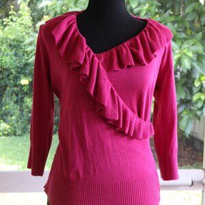 I.N. San Francisco Pink ruffle sweater size L